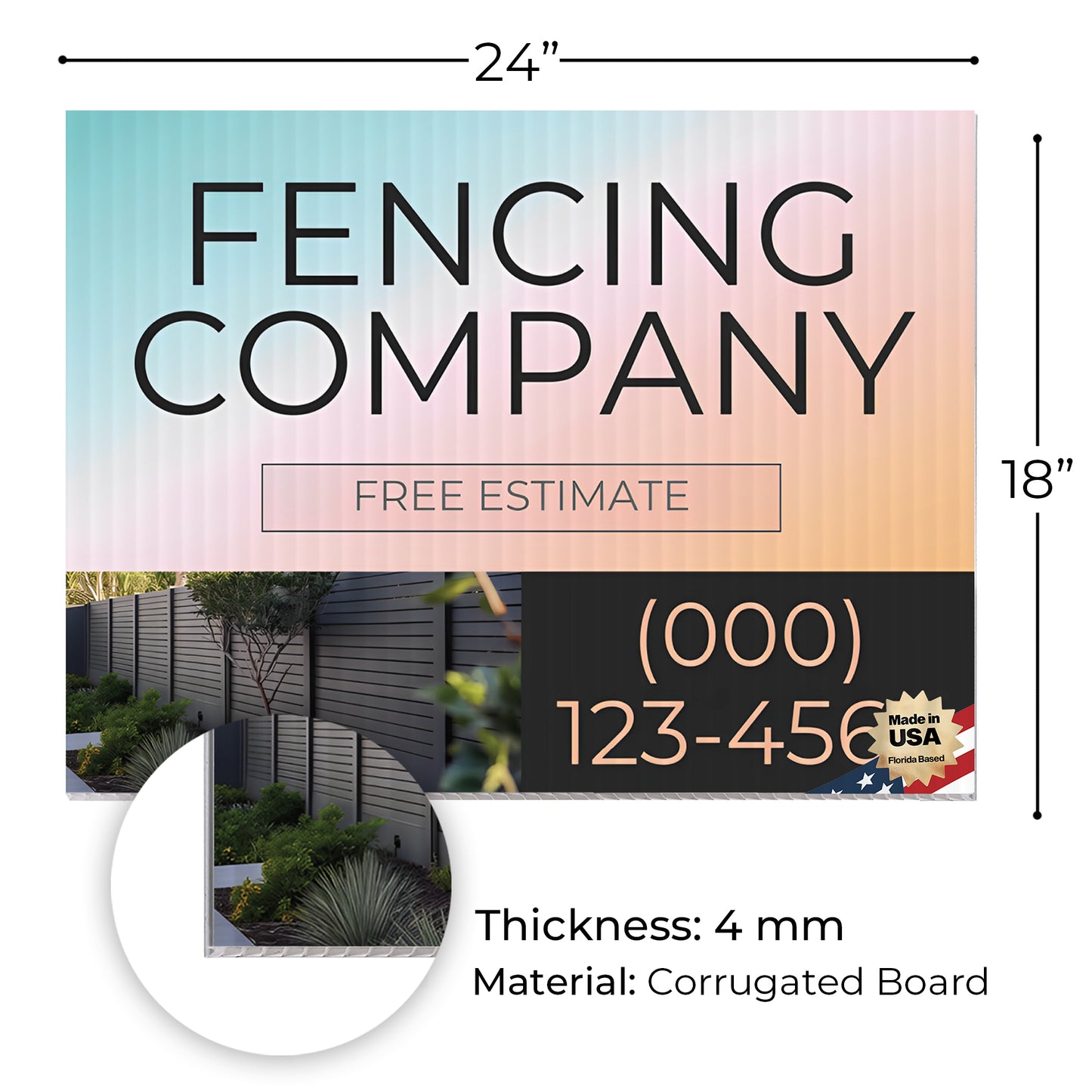 Fencing Services Yard Sign D3 -  BFS-FC-24x18-DS-D3-BFS-FC-24x18-SS-D3