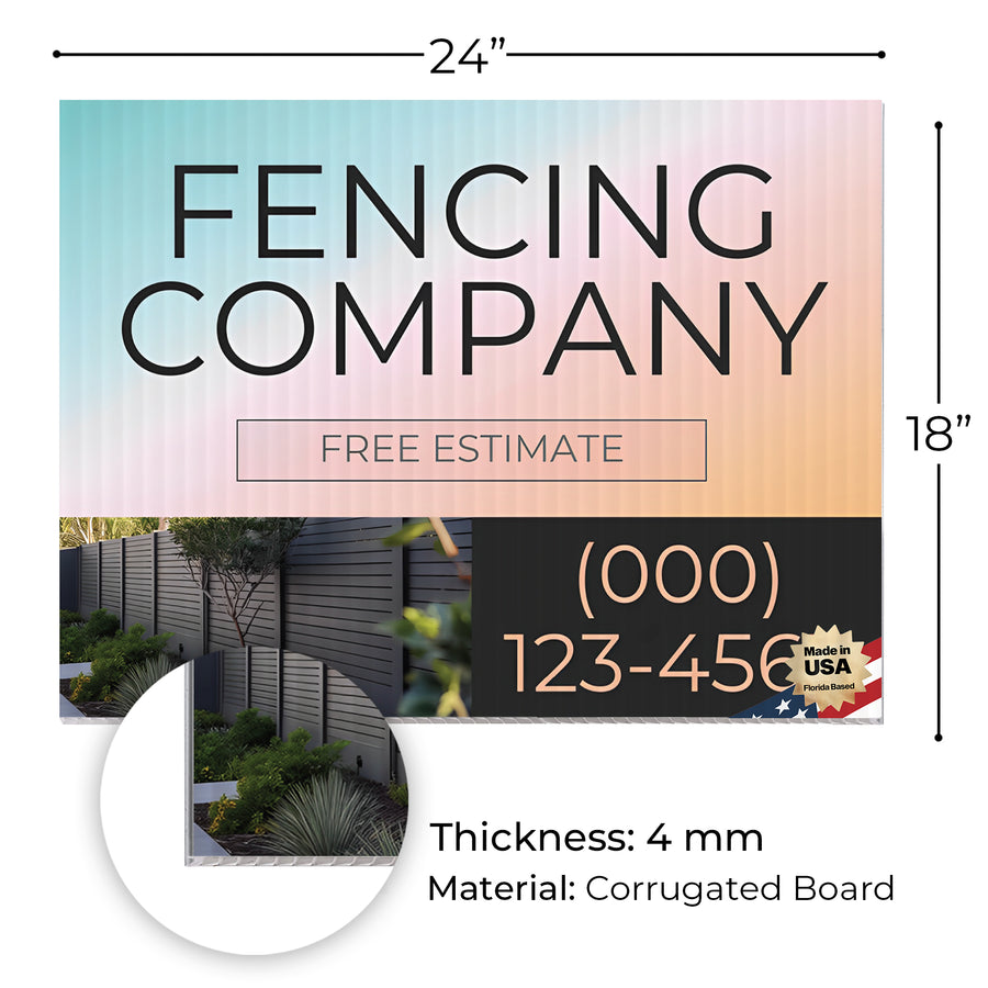 Fencing Services Yard Sign D3 -  BFS-FC-24x18-DS-D3-BFS-FC-24x18-SS-D3