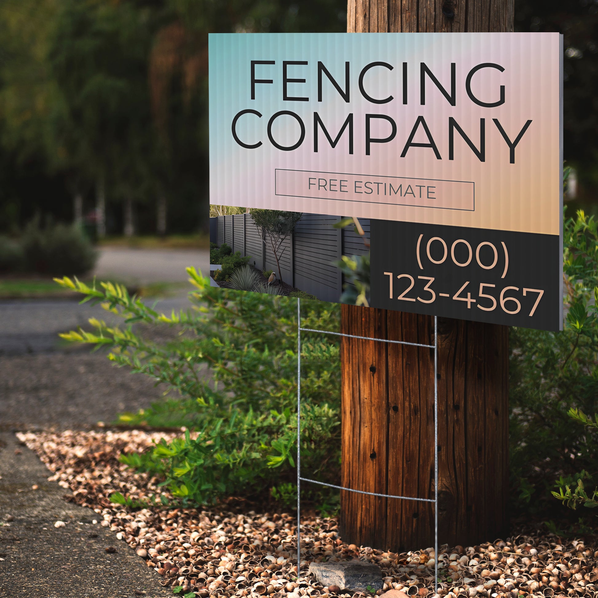 Fencing Services Yard Sign D3 -  BFS-FC-24x18-DS-D3-BFS-FC-24x18-SS-D3