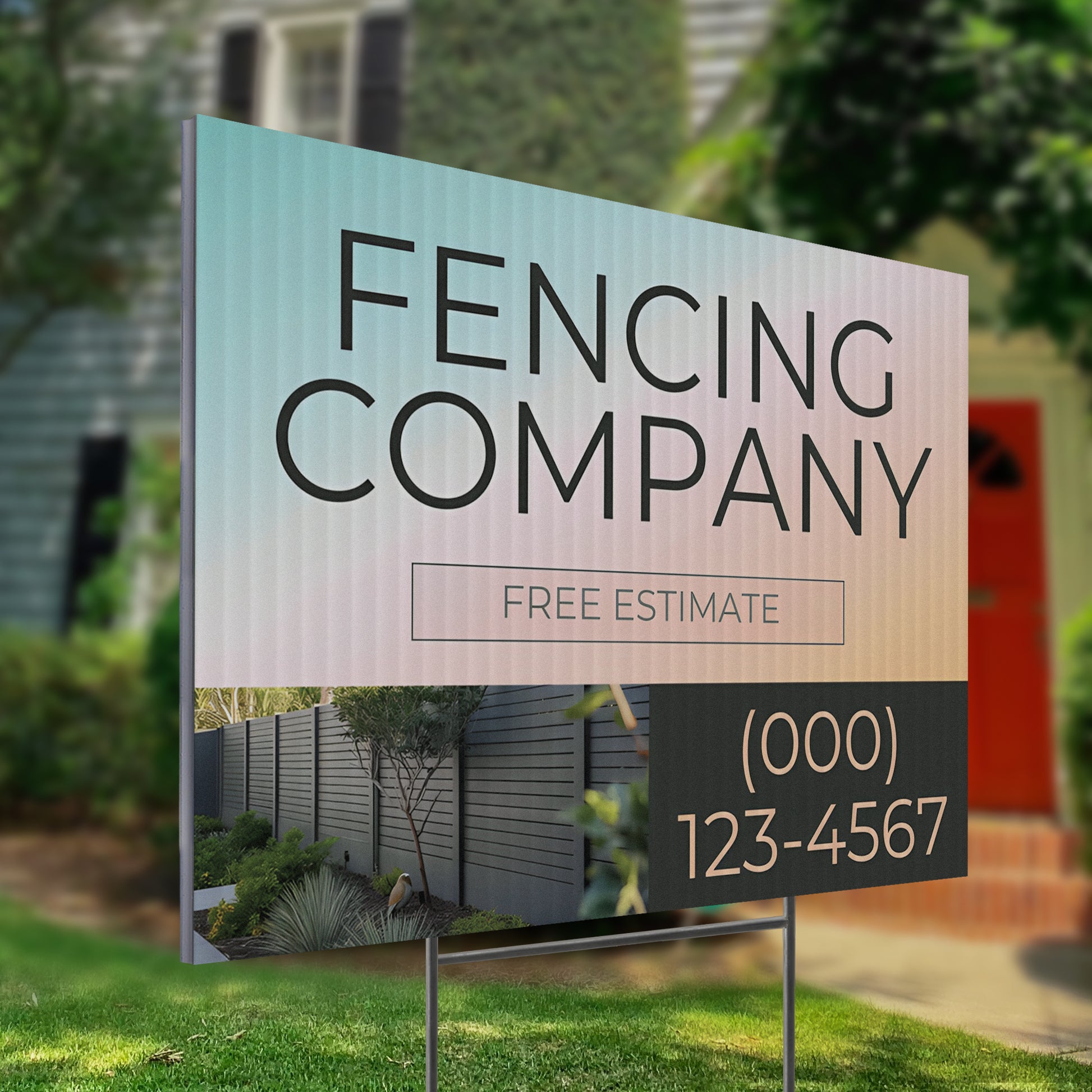 Fencing Services Yard Sign D3 -  BFS-FC-24x18-DS-D3-BFS-FC-24x18-SS-D3