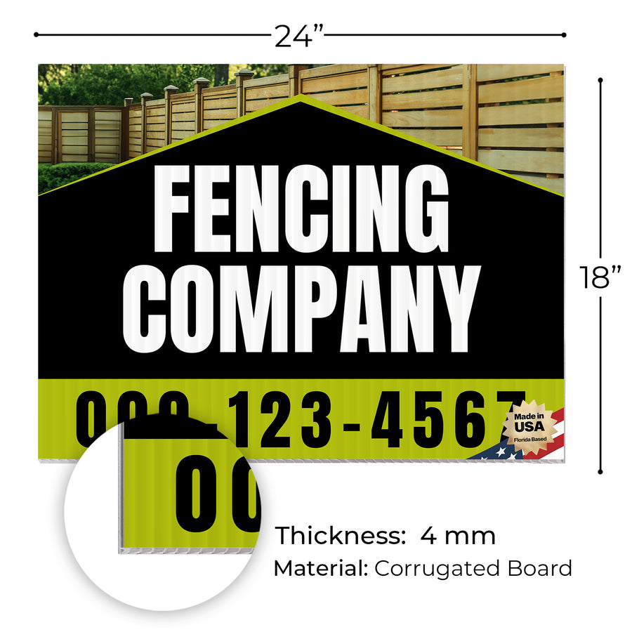 Fencing Services Yard Sign D4 -  BFS-FC-24x18-DS-D4-BFS-FC-24x18-SS-D4