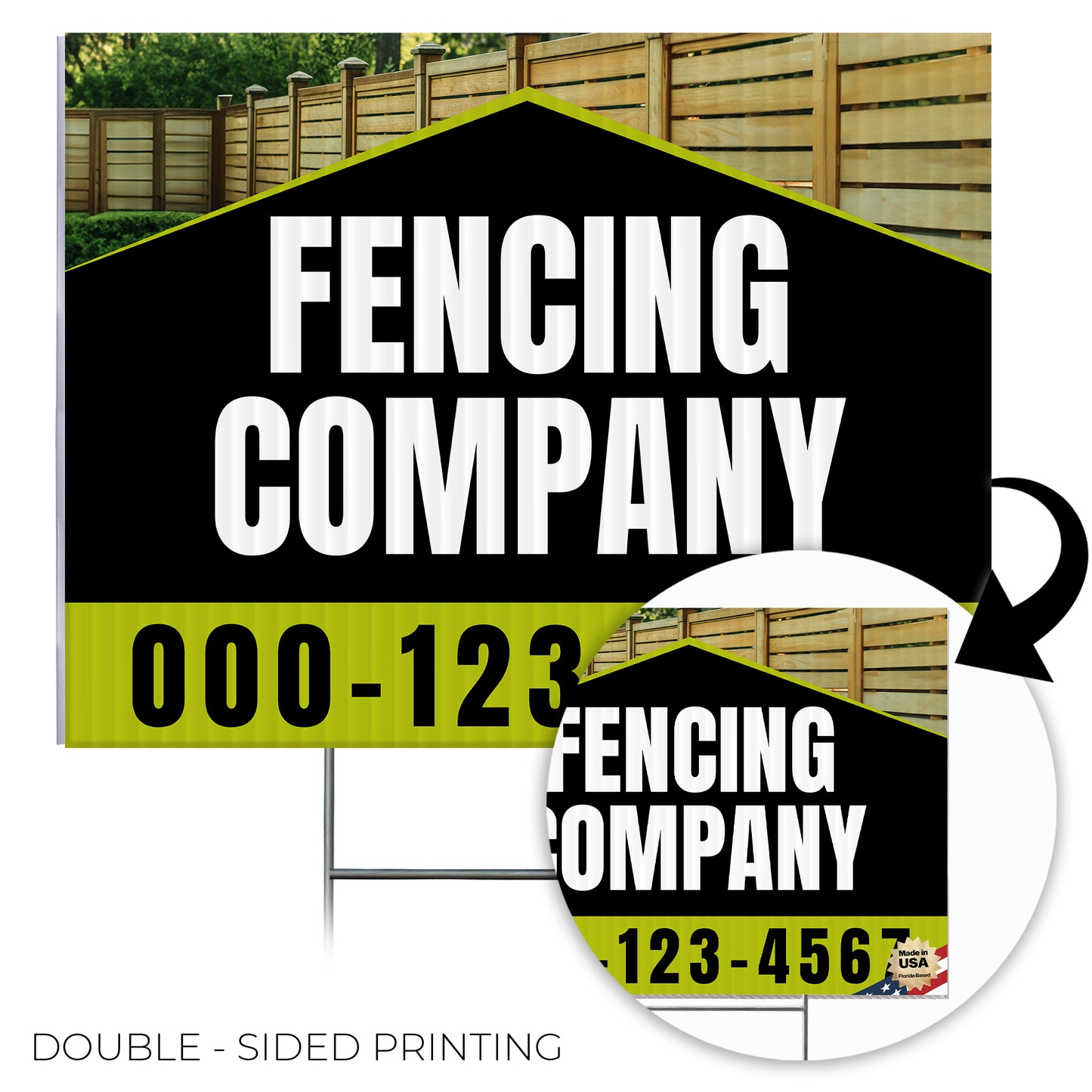 Fencing Services Yard Sign D4 -  BFS-FC-24x18-DS-D4-BFS-FC-24x18-SS-D4