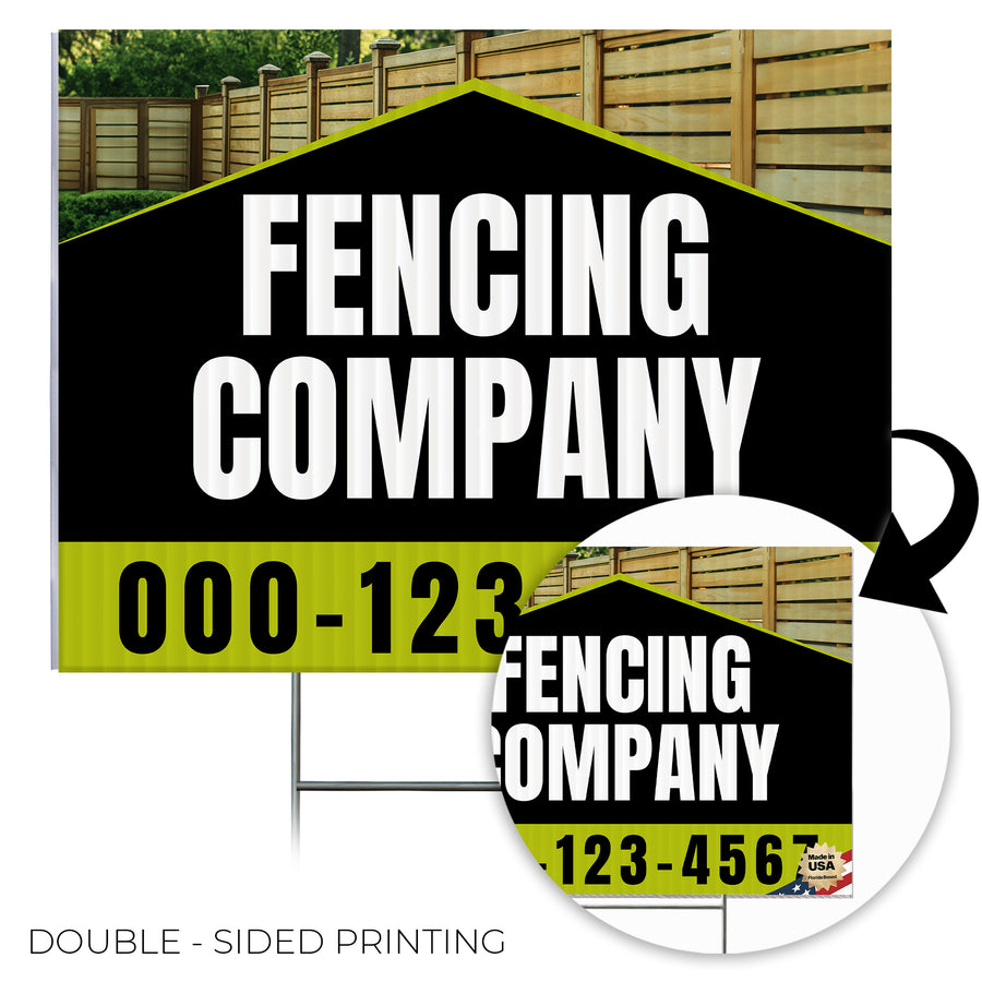 Fencing Services Yard Sign D4 -  BFS-FC-24x18-DS-D4-BFS-FC-24x18-SS-D4