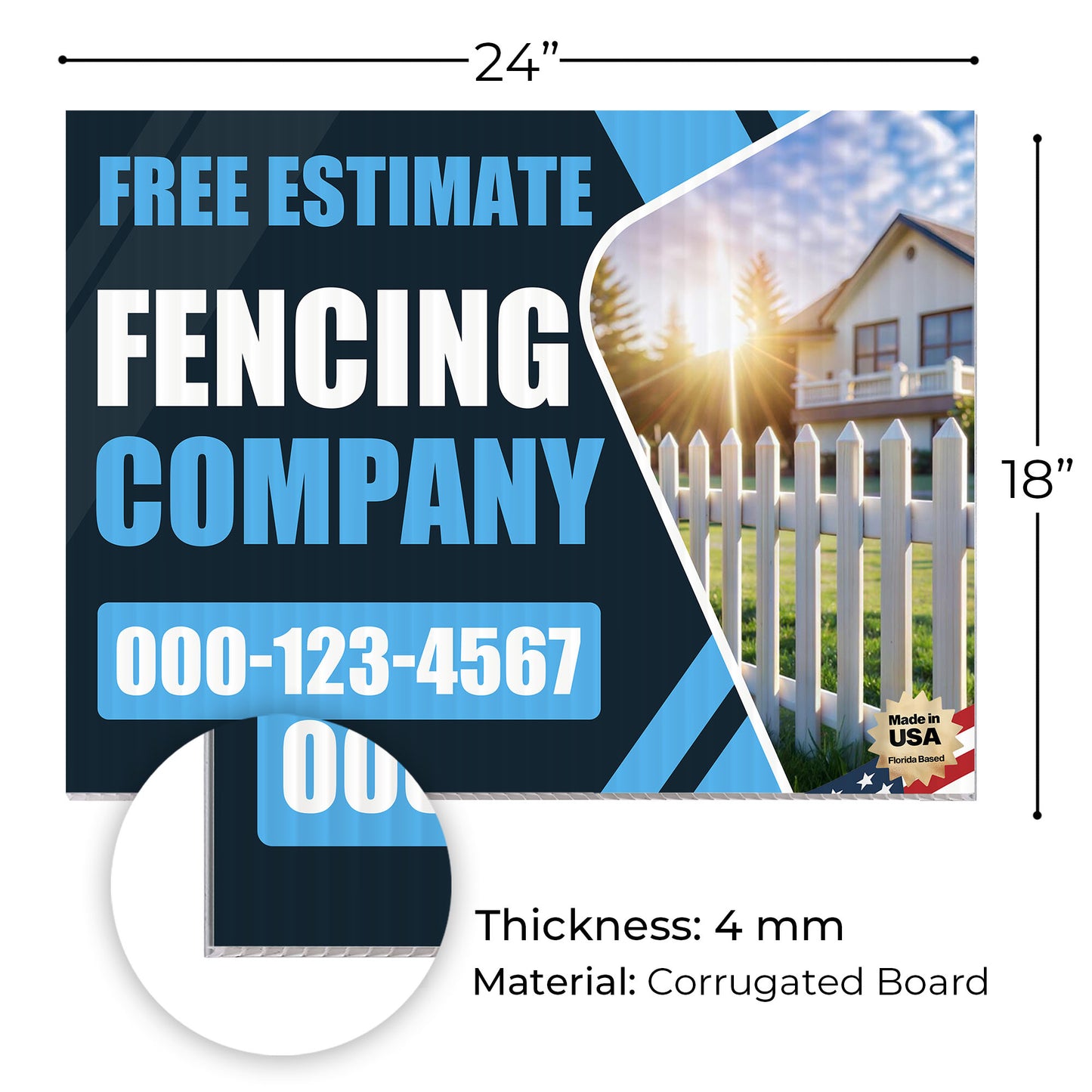 Fencing Services Yard Sign D5 -  BFS-FC-24x18-DS-D5-BFS-FC-24x18-SS-D6