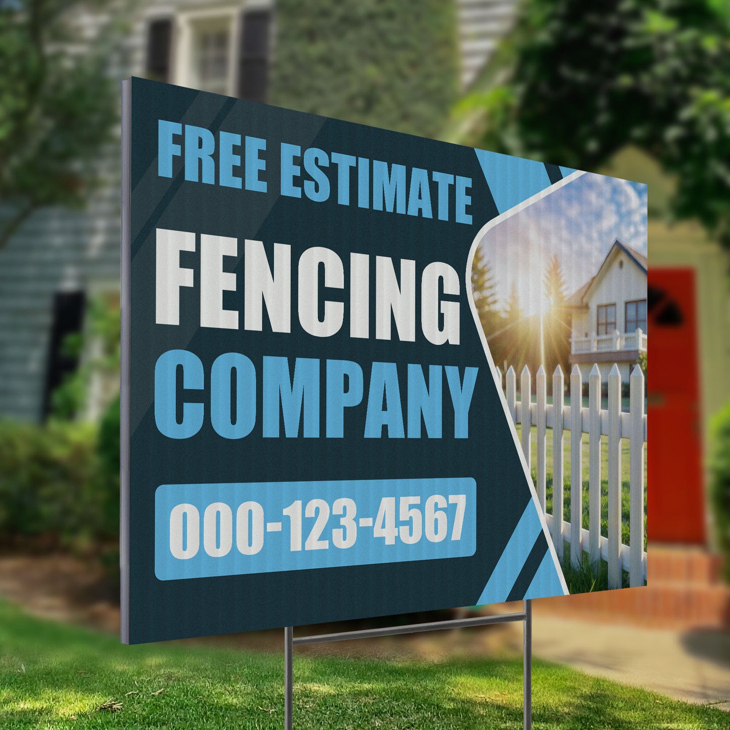Fencing Services Yard Sign D5 -  BFS-FC-24x18-DS-D5-BFS-FC-24x18-SS-D6