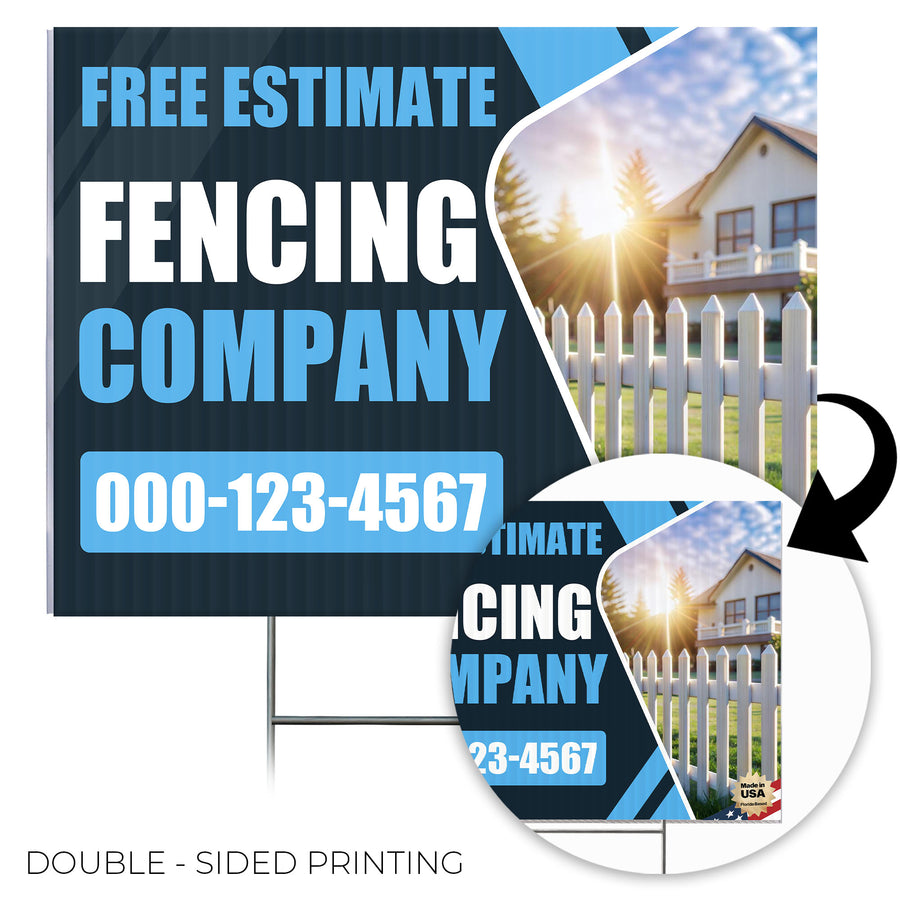 Fencing Services Yard Sign D5 -  BFS-FC-24x18-DS-D5-BFS-FC-24x18-SS-D6