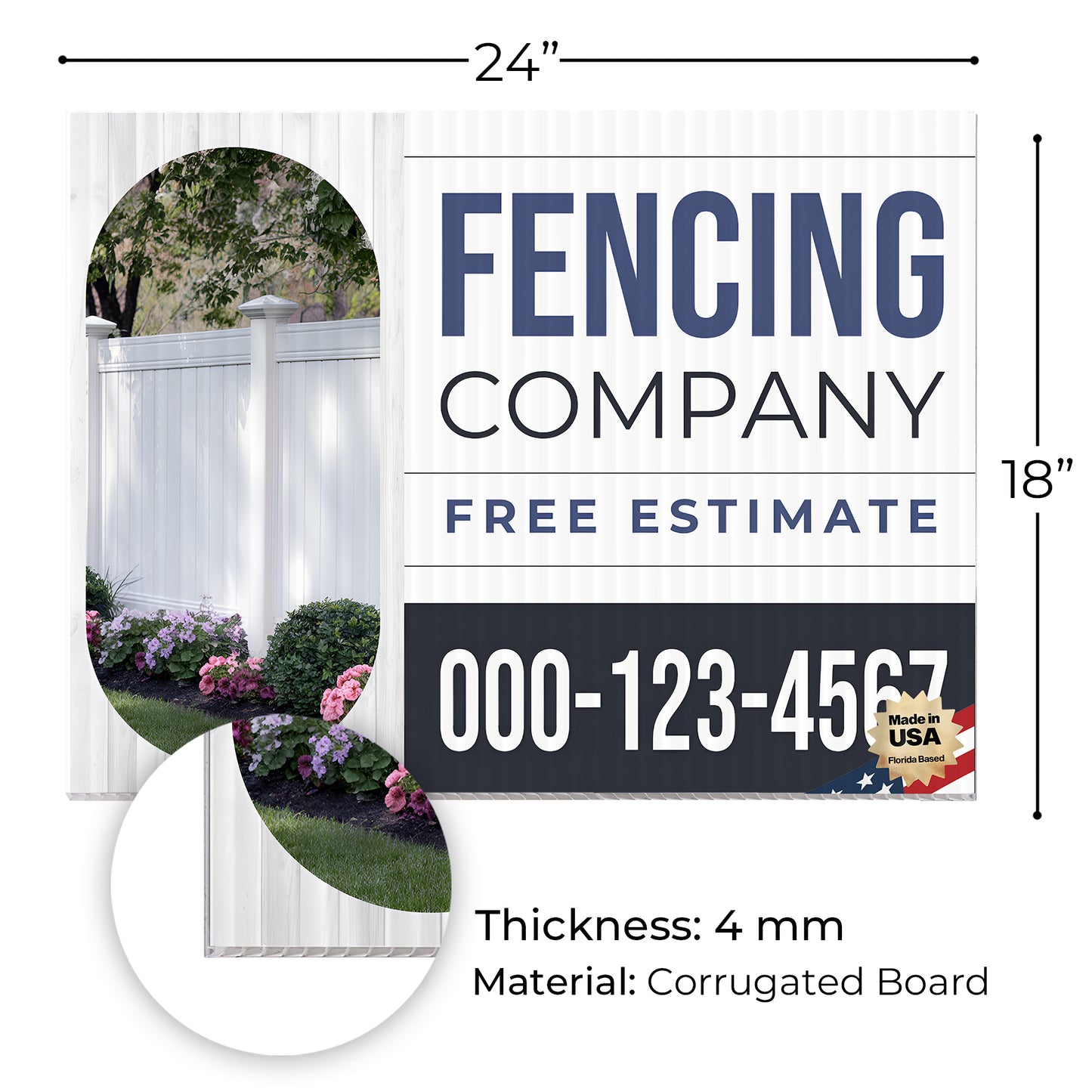 Fencing Services Yard Sign D6 -  BFS-FC-24x18-DS-D6-BFS-FC-24x18-SS-D6