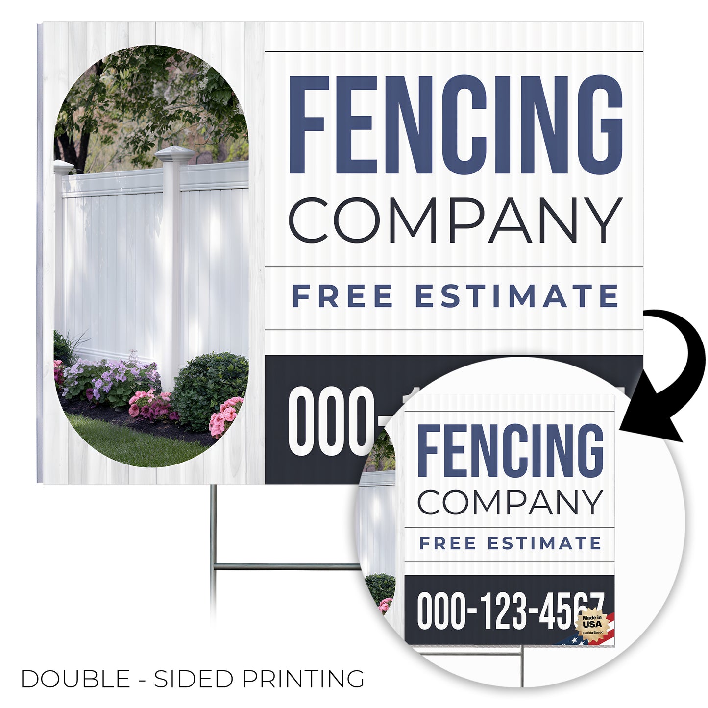 Fencing Services Yard Sign D6 -  BFS-FC-24x18-DS-D6-BFS-FC-24x18-SS-D6