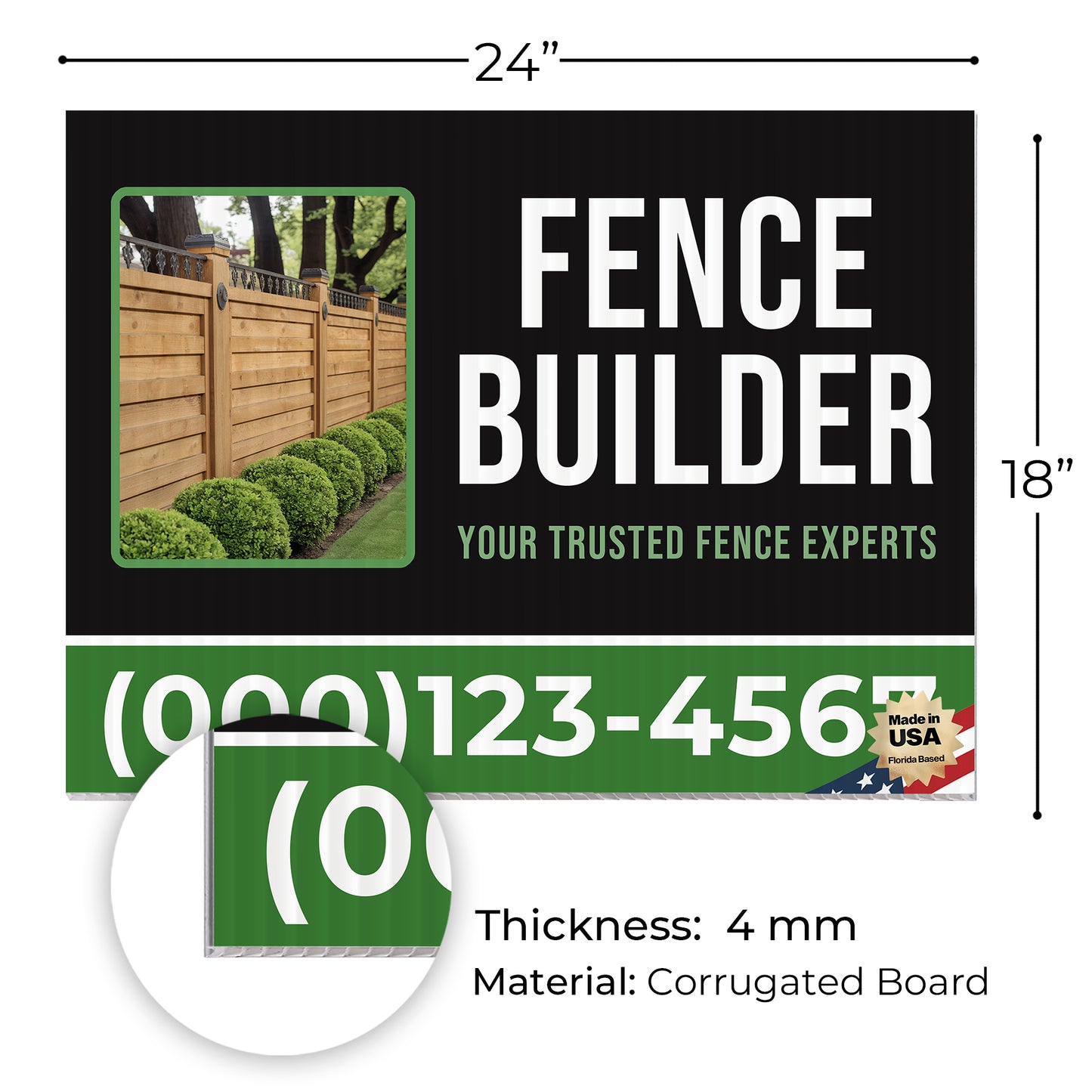 Fencing Services Yard Sign D7 -  BFS-FC-24x18-DS-D7-BFS-FC-24x18-SS-D7