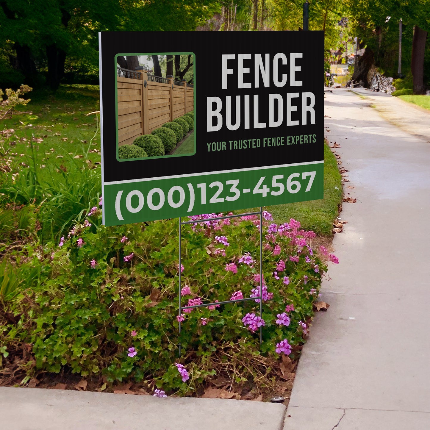 Fencing Services Yard Sign D7 -  BFS-FC-24x18-DS-D7-BFS-FC-24x18-SS-D7