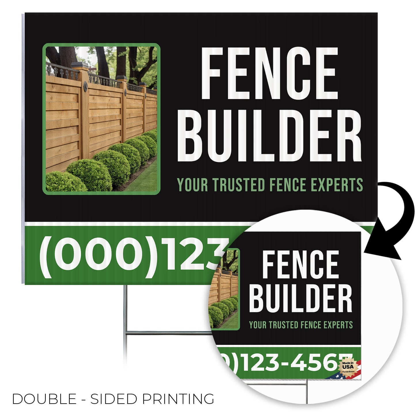 Fencing Services Yard Sign D7 -  BFS-FC-24x18-DS-D7-BFS-FC-24x18-SS-D7