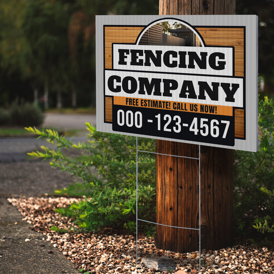 Fencing Services Yard Sign D8 -  BFS-FC-24x18-DS-D8-BFS-FC-24x18-SS-D8