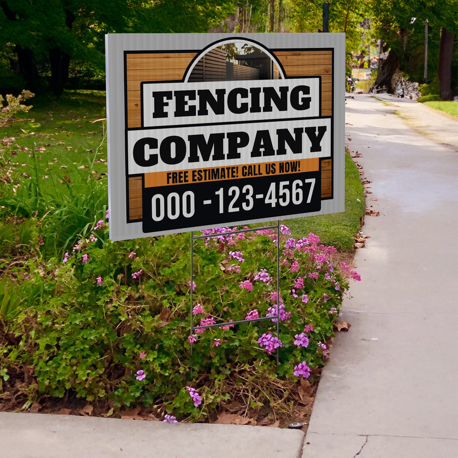 Fencing Services Yard Sign D8 -  BFS-FC-24x18-DS-D8-BFS-FC-24x18-SS-D8