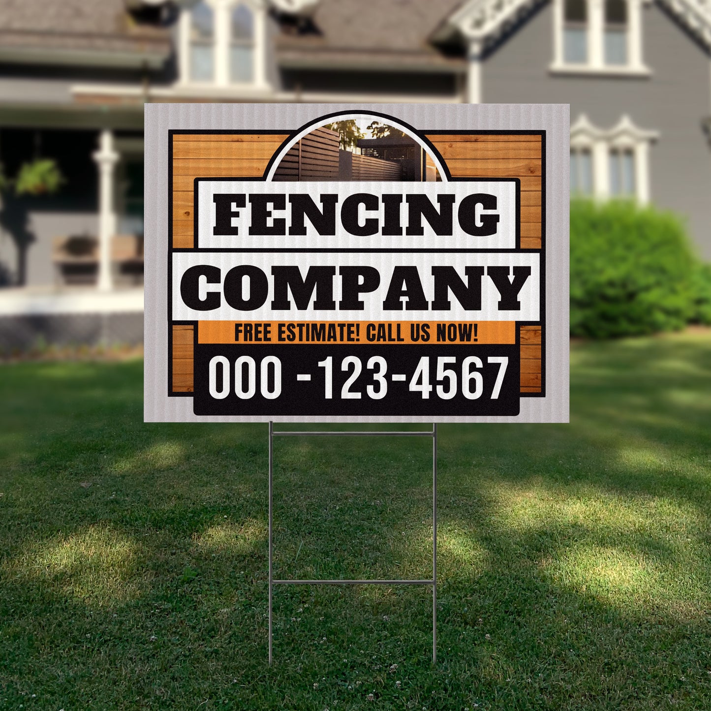 Fencing Services Yard Sign D8 -  BFS-FC-24x18-DS-D8-BFS-FC-24x18-SS-D8