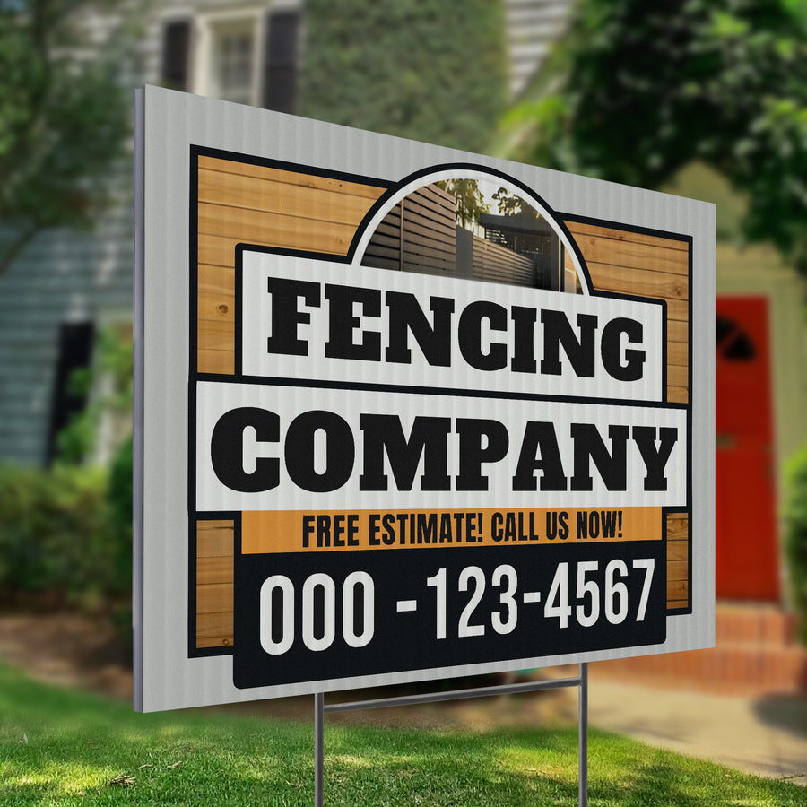 Fencing Services Yard Sign D8 -  BFS-FC-24x18-DS-D8-BFS-FC-24x18-SS-D8