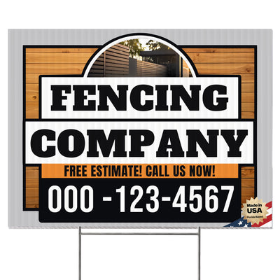 Fencing Services Yard Sign D8 -  BFS-FC-24x18-DS-D8-BFS-FC-24x18-SS-D8