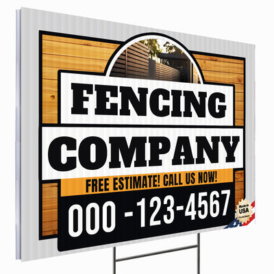 Fencing Services Yard Sign D8 -  BFS-FC-24x18-DS-D8-BFS-FC-24x18-SS-D8