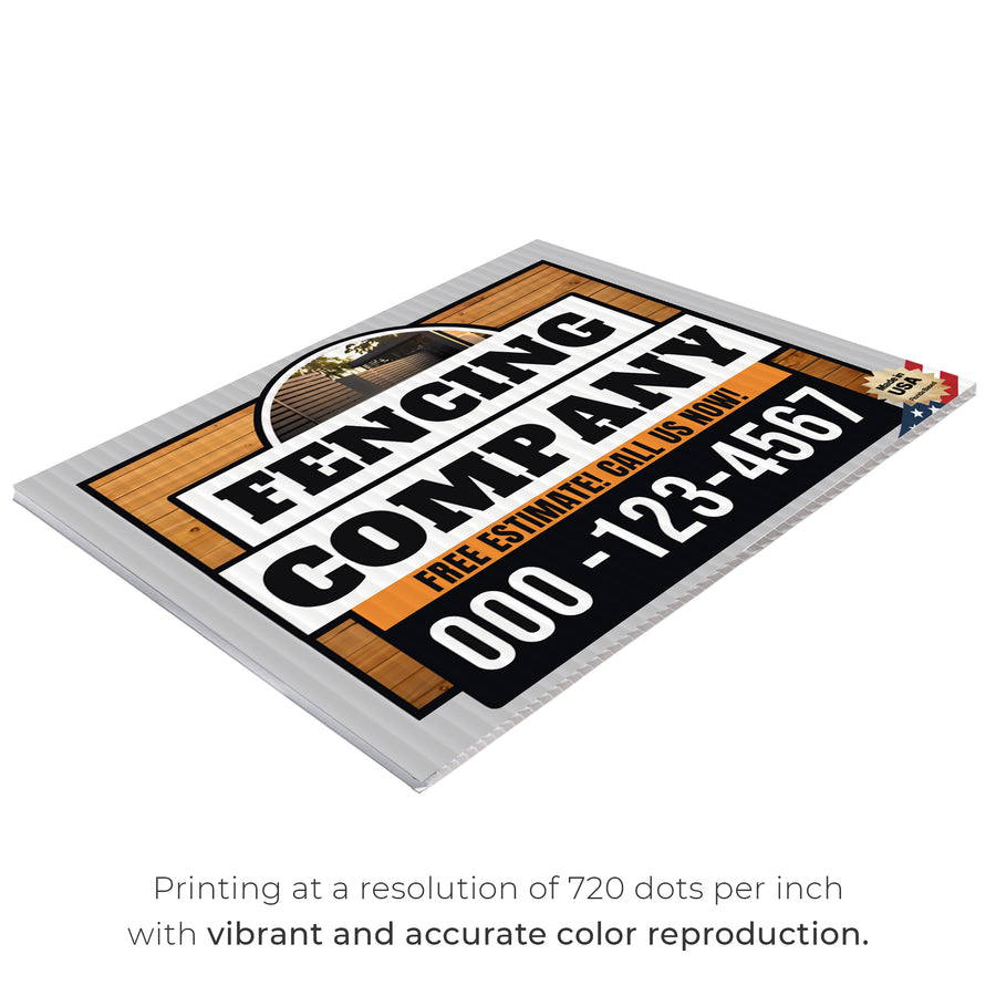 Fencing Services Yard Sign D8 -  BFS-FC-24x18-DS-D8-BFS-FC-24x18-SS-D8