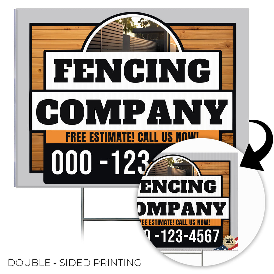 Fencing Services Yard Sign D8 -  BFS-FC-24x18-DS-D8-BFS-FC-24x18-SS-D8