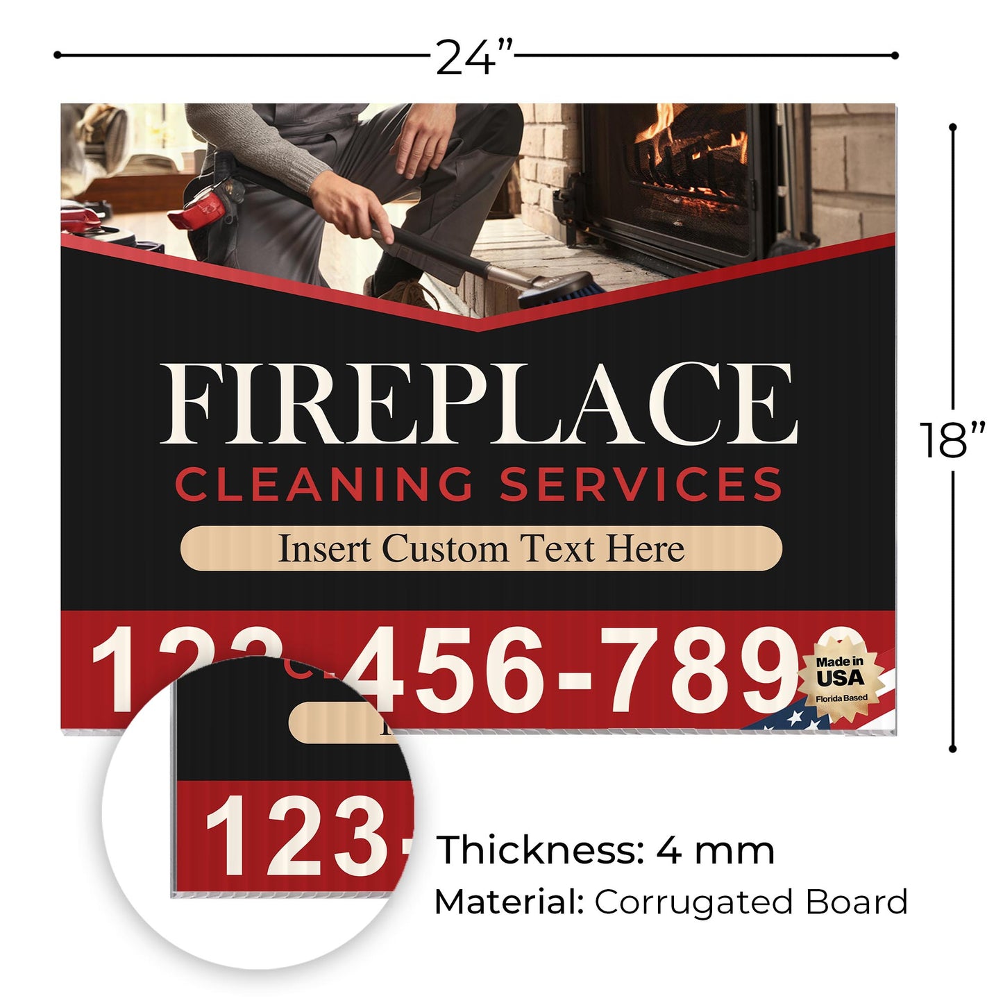Fireplace Cleaning Services Yard Sign Design 1 -  BFS-FRPLC-24X18-DS-D1-BFS-FRPLC--24X18-SS-D1
