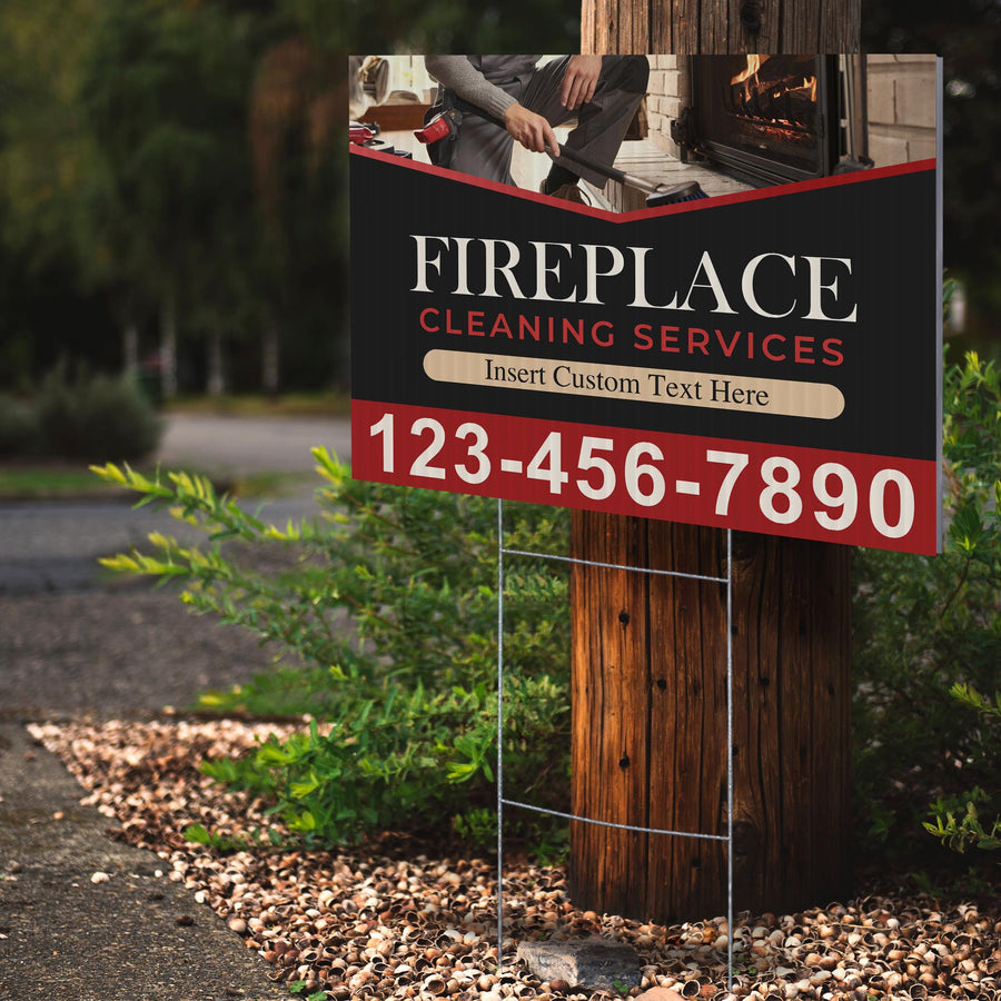 Fireplace Cleaning Services Yard Sign Design 1 -  BFS-FRPLC-24X18-DS-D1-BFS-FRPLC--24X18-SS-D1