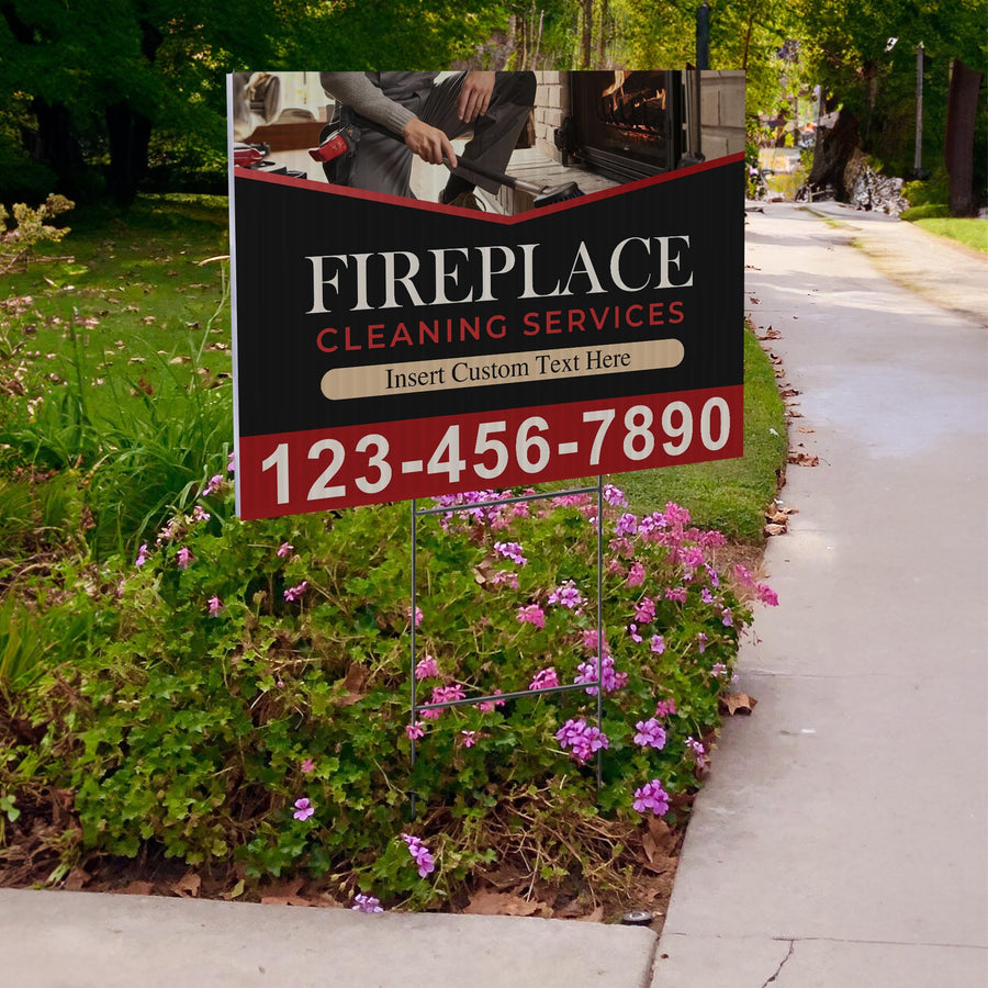 Fireplace Cleaning Services Yard Sign Design 1 -  BFS-FRPLC-24X18-DS-D1-BFS-FRPLC--24X18-SS-D1