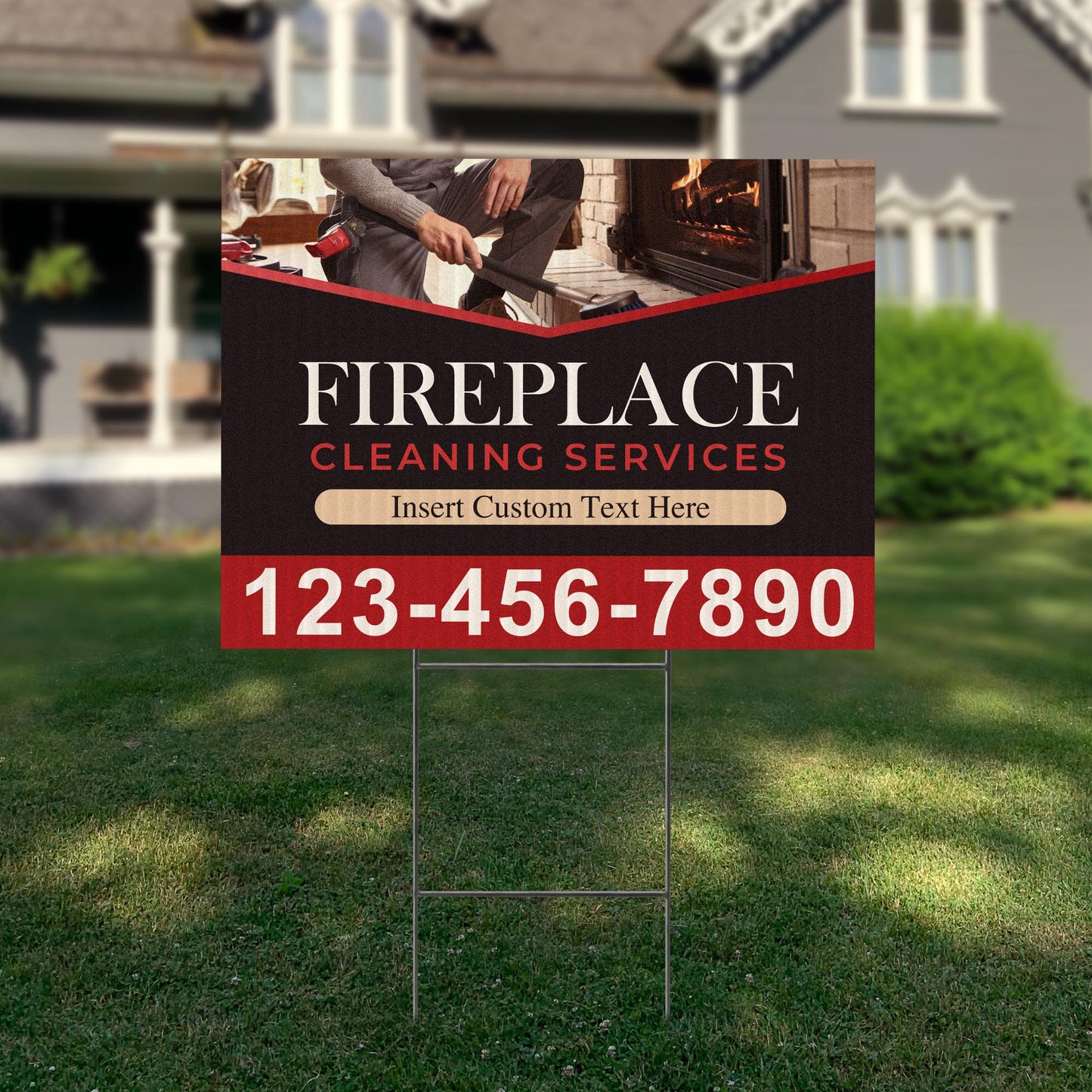 Fireplace Cleaning Services Yard Sign Design 1 -  BFS-FRPLC-24X18-DS-D1-BFS-FRPLC--24X18-SS-D1