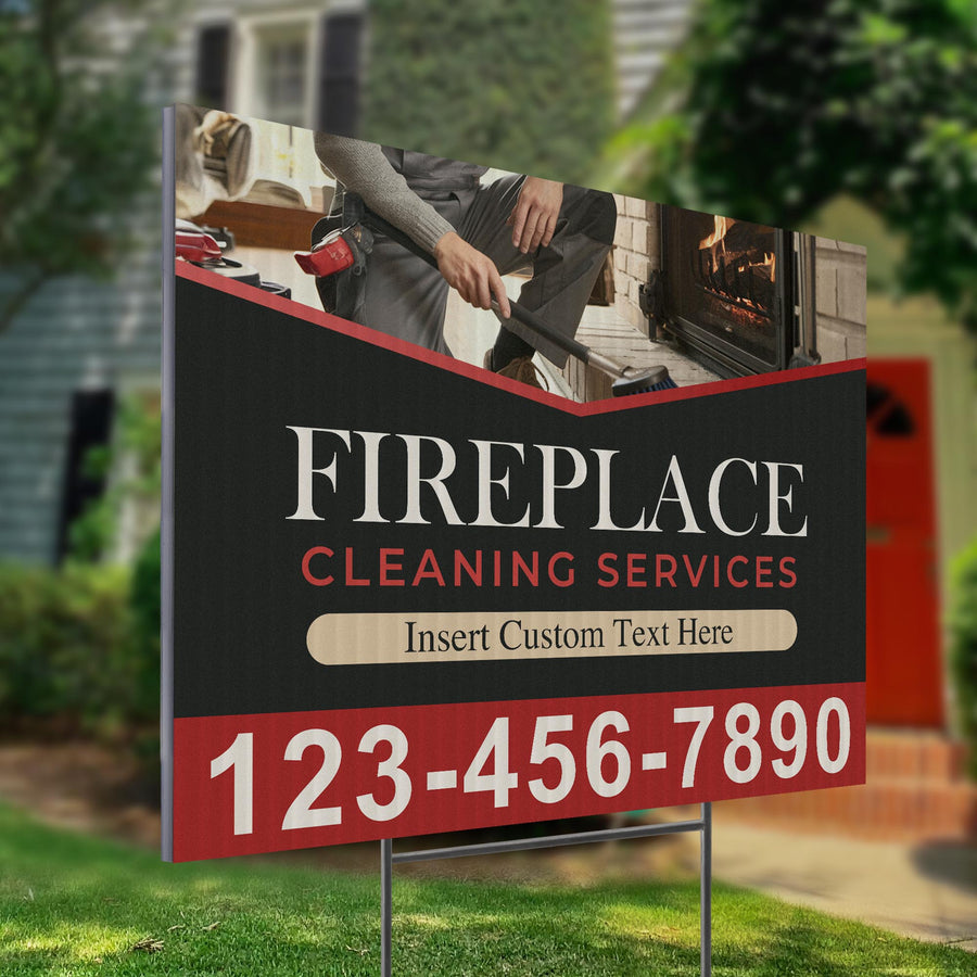 Fireplace Cleaning Services Yard Sign Design 1 -  BFS-FRPLC-24X18-DS-D1-BFS-FRPLC--24X18-SS-D1