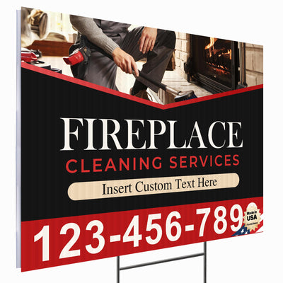 Fireplace Cleaning Services Yard Sign Design 1 -  BFS-FRPLC-24X18-DS-D1-BFS-FRPLC--24X18-SS-D1