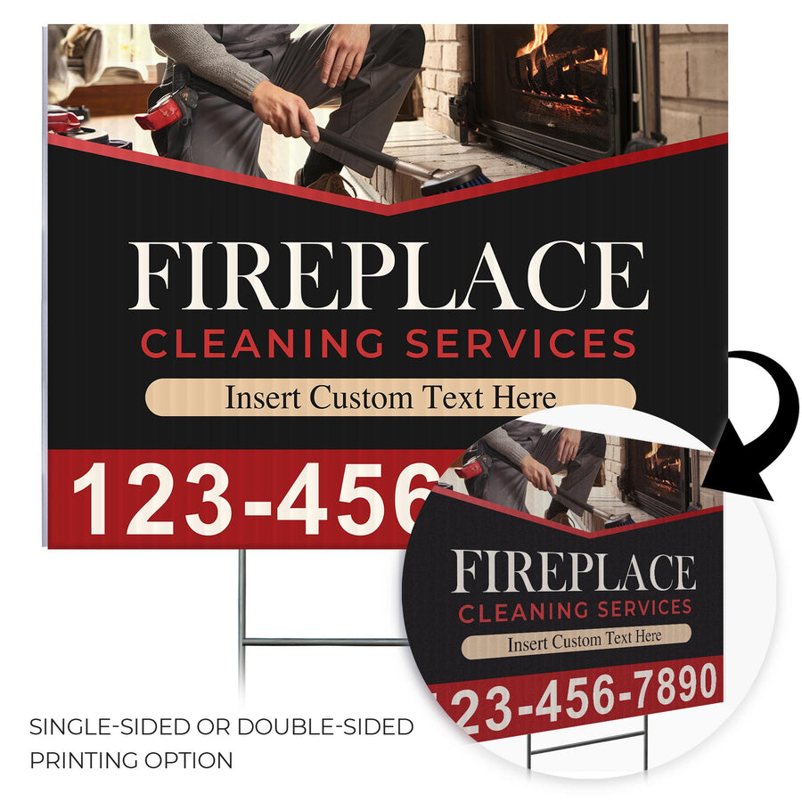 Fireplace Cleaning Services Yard Sign Design 1 -  BFS-FRPLC-24X18-DS-D1-BFS-FRPLC--24X18-SS-D1