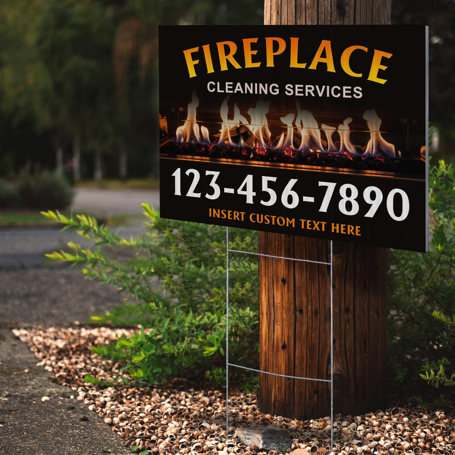 Fireplace Cleaning Services Yard Sign Design 2 -  BFS-FRPLC-24X18-DS-D2-BFS-FRPLC--24X18-SS-D2
