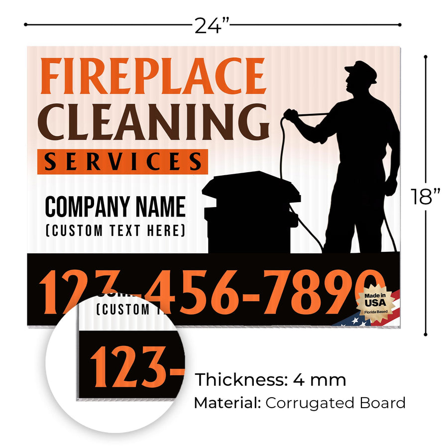 Fireplace Cleaning Services Yard Sign Design 3 -  BFS-FRPLC-24X18-DS-D3-BFS-FRPLC--24X18-SS-D3