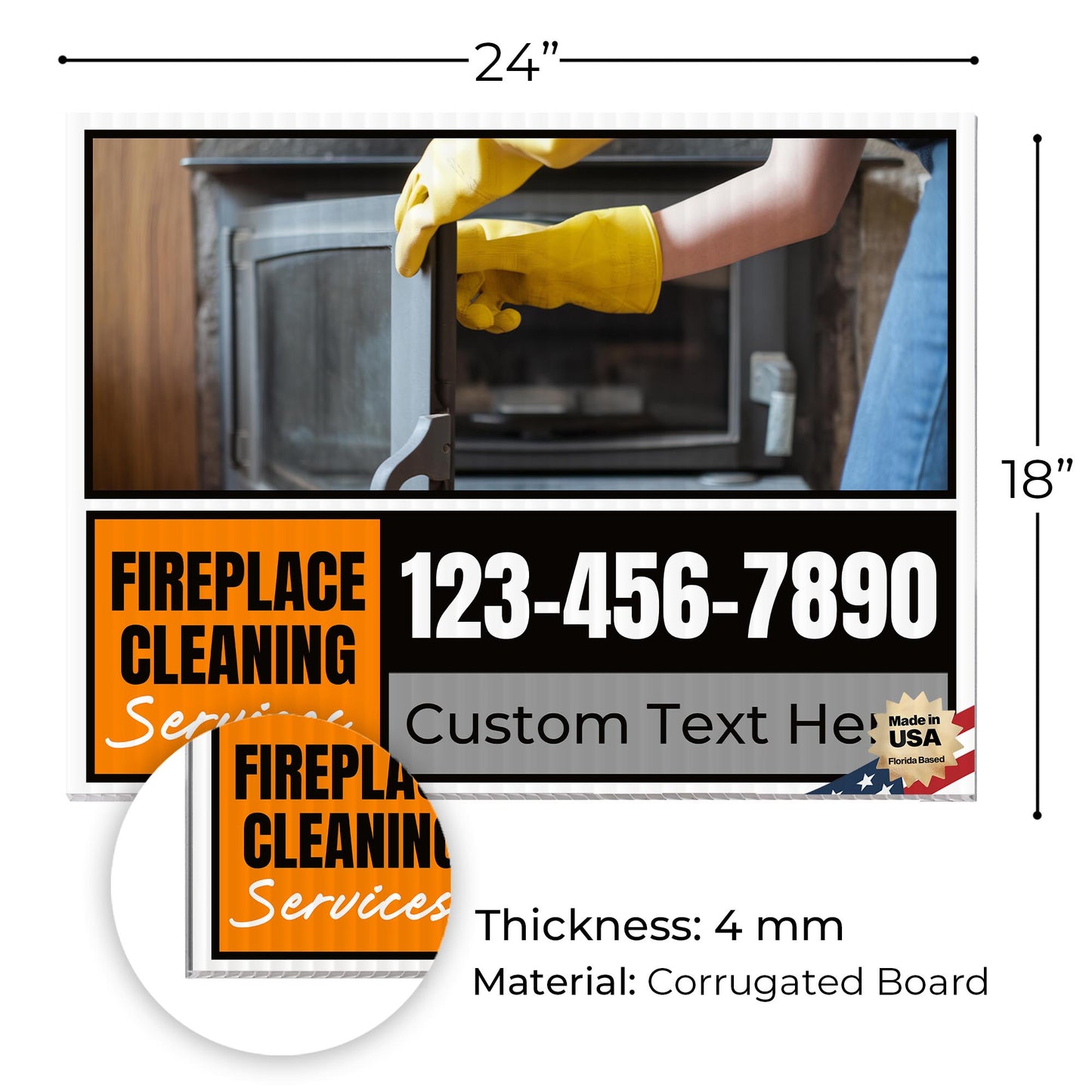 Fireplace Cleaning Services Yard Sign Design 4 -  BFS-FRPLC-24X18-DS-D4-BFS-FRPLC--24X18-SS-D4