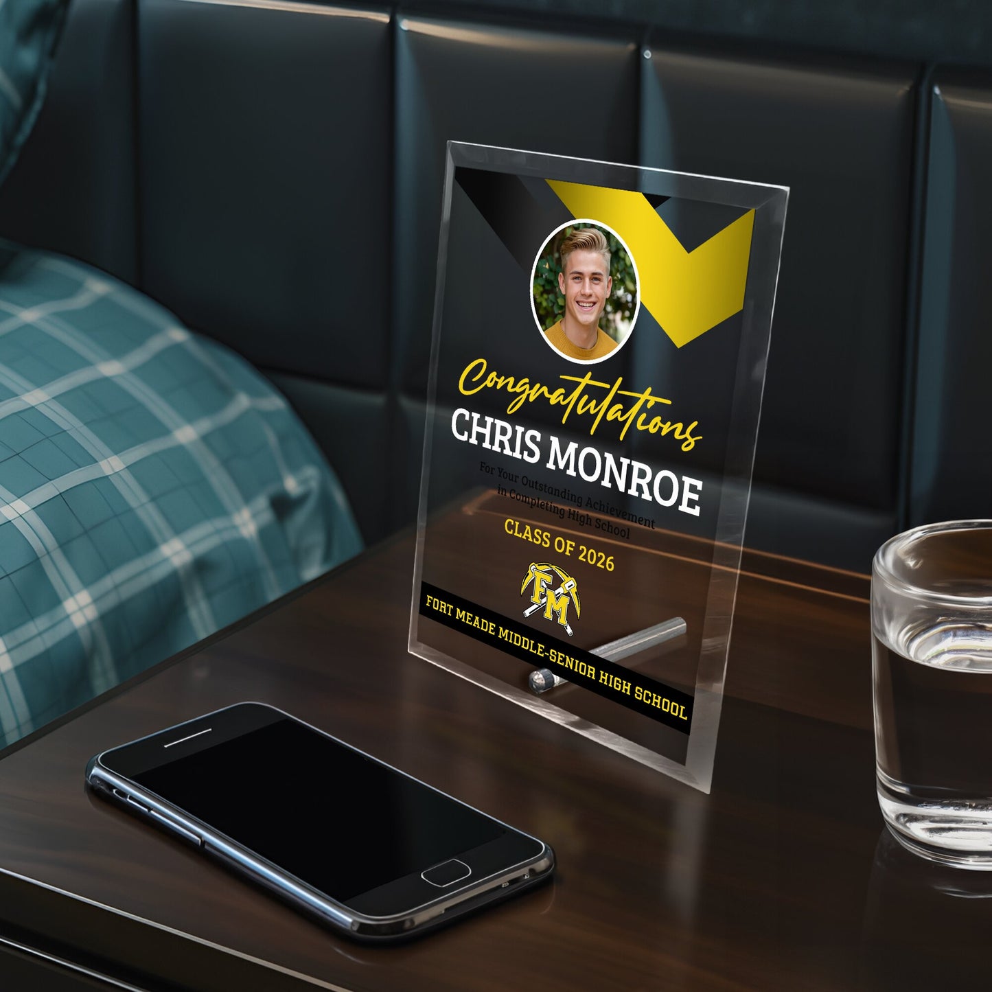 Fort Meade Middle-Senior High School Glass Plaque Design 1