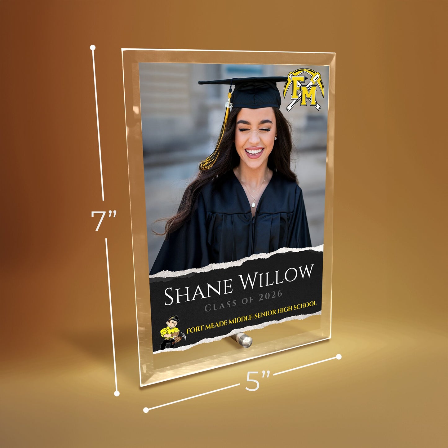 Fort Meade Middle-Senior High School Glass Plaque Design 3
