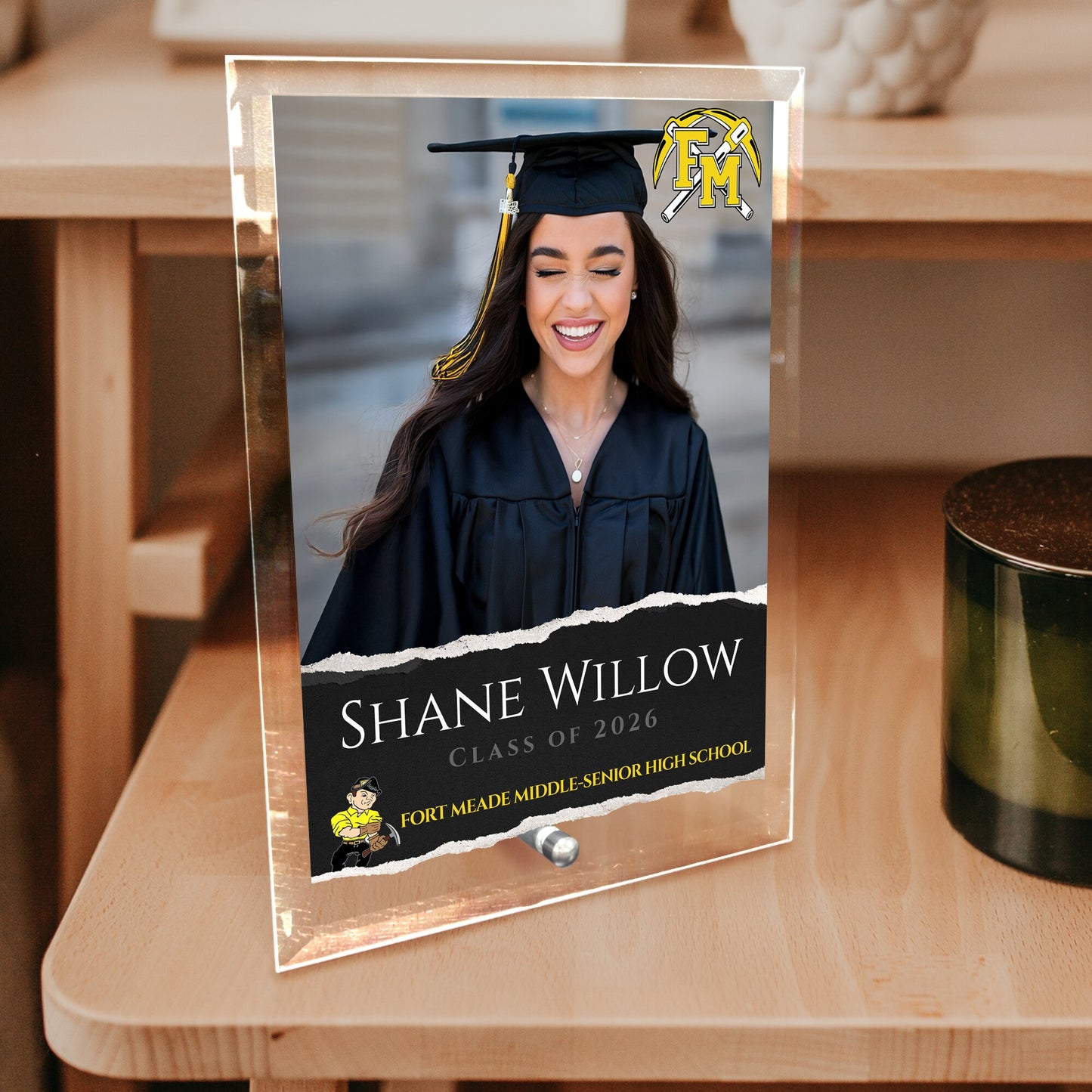 Fort Meade Middle-Senior High School Glass Plaque Design 3