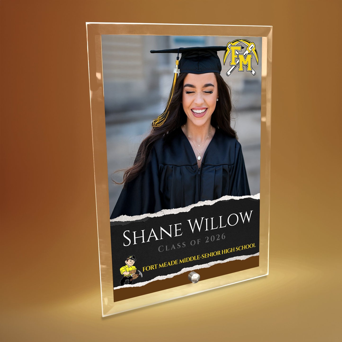 Fort Meade Middle-Senior High School Glass Plaque Design 3