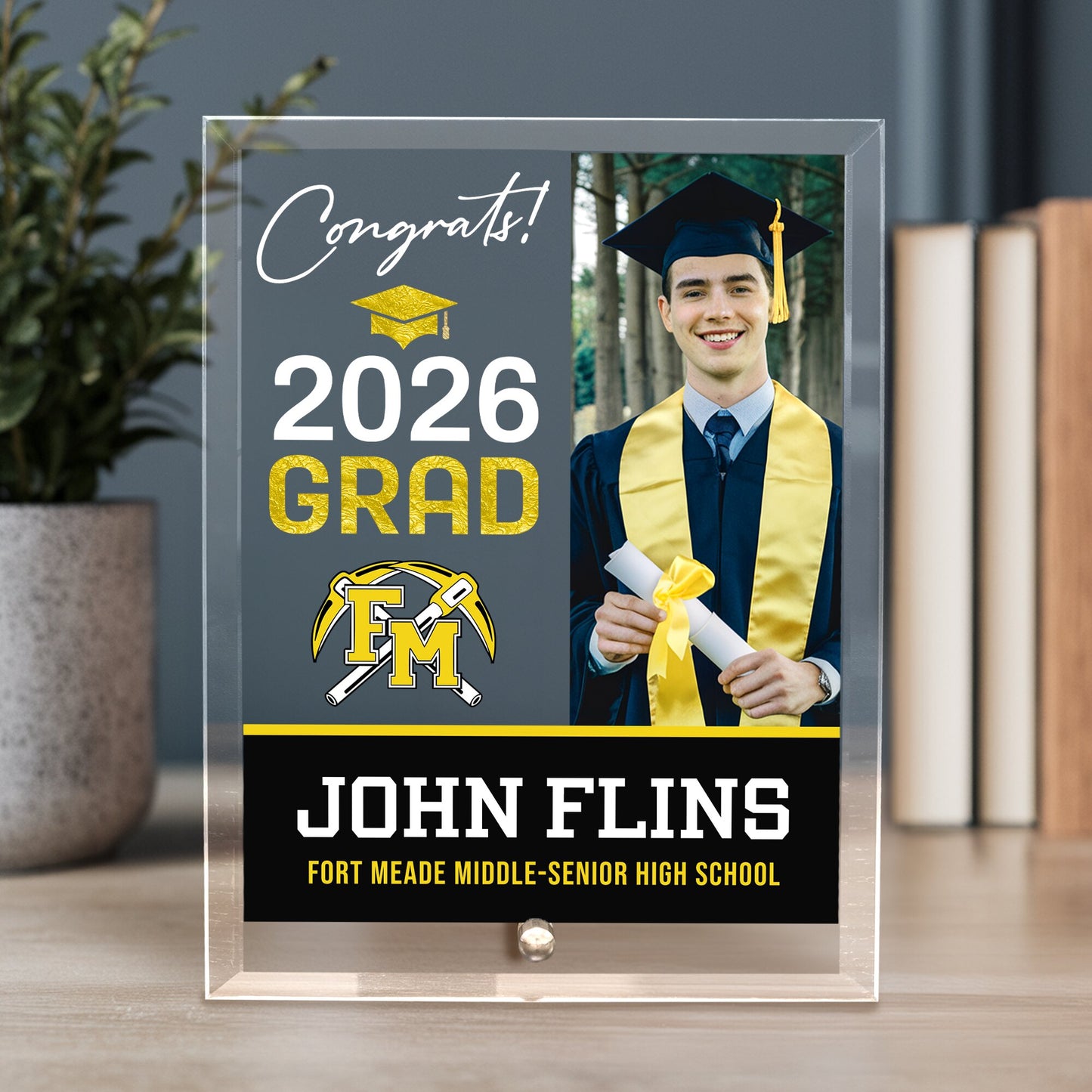 Fort Meade Middle-Senior High School Glass Plaque Design 4