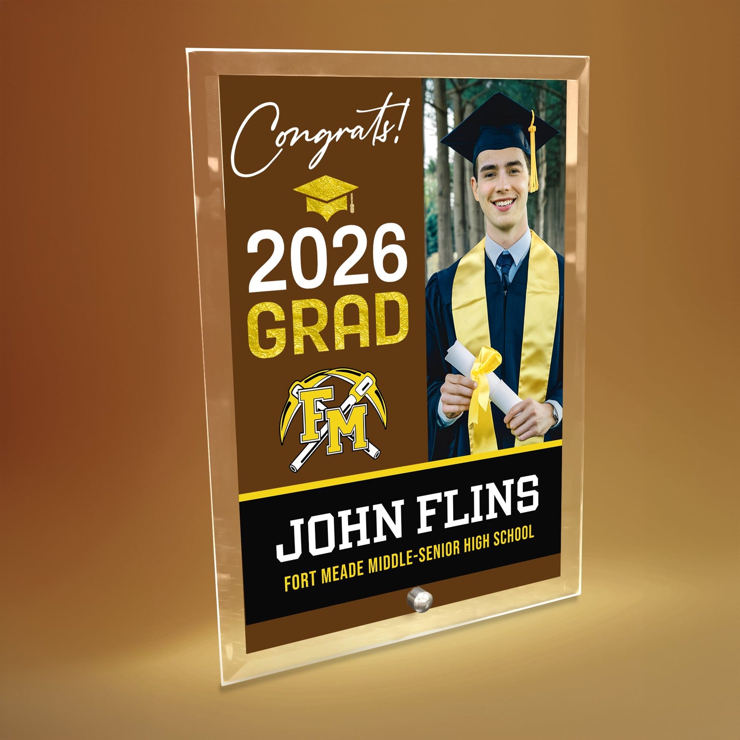 Fort Meade Middle-Senior High School Glass Plaque Design 4