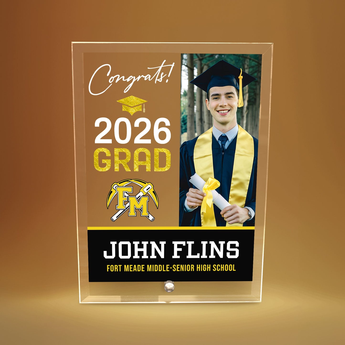 Fort Meade Middle-Senior High School Glass Plaque Design 4