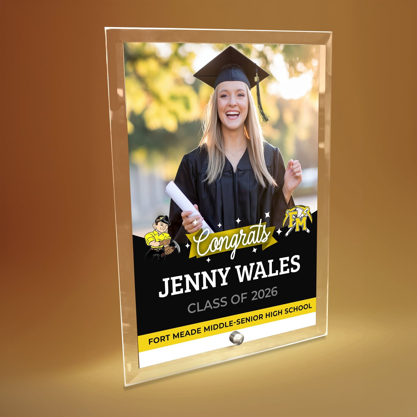 Fort Meade Middle-Senior High School Glass Plaque Design 6