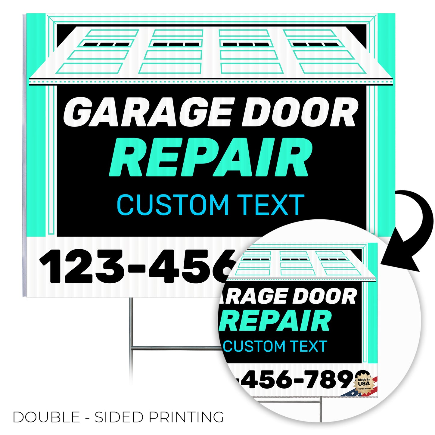 Garage Door Repair Yard Sign Design 1 -  BFS-GRGDR-24X18-DS-D1-BFS-GRGDR-24X18-SS-D1