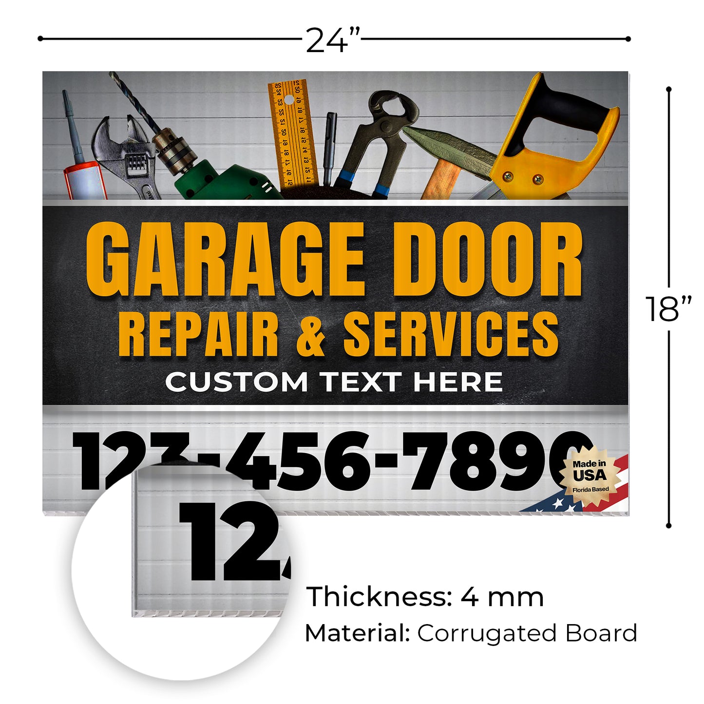Garage Door Repair Yard Sign Design 4 -  BFS-GRGDR-24X18-DS-D4-BFS-GRGDR-24X18-SS-D4