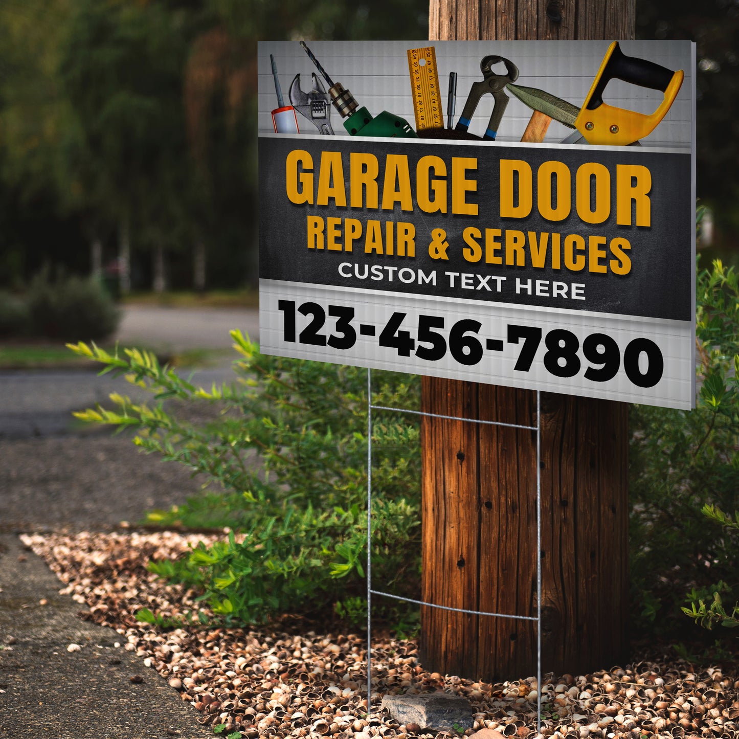 Garage Door Repair Yard Sign Design 4 -  BFS-GRGDR-24X18-DS-D4-BFS-GRGDR-24X18-SS-D4