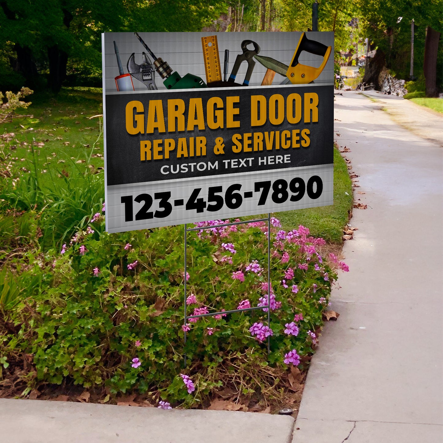 Garage Door Repair Yard Sign Design 4 -  BFS-GRGDR-24X18-DS-D4-BFS-GRGDR-24X18-SS-D4