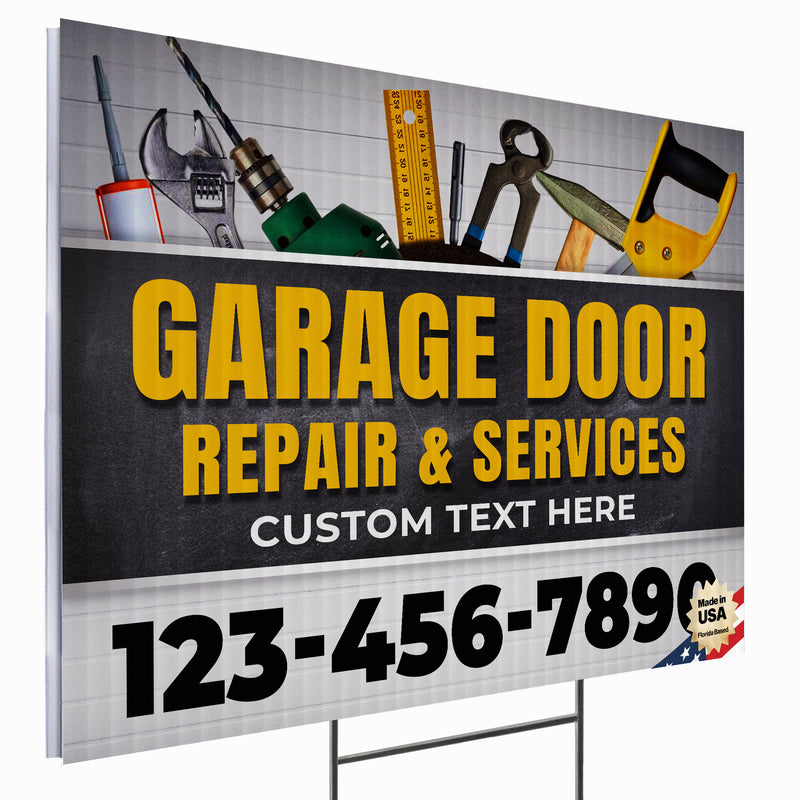 Garage Door Repair Yard Sign Design 4 -  BFS-GRGDR-24X18-DS-D4-BFS-GRGDR-24X18-SS-D4