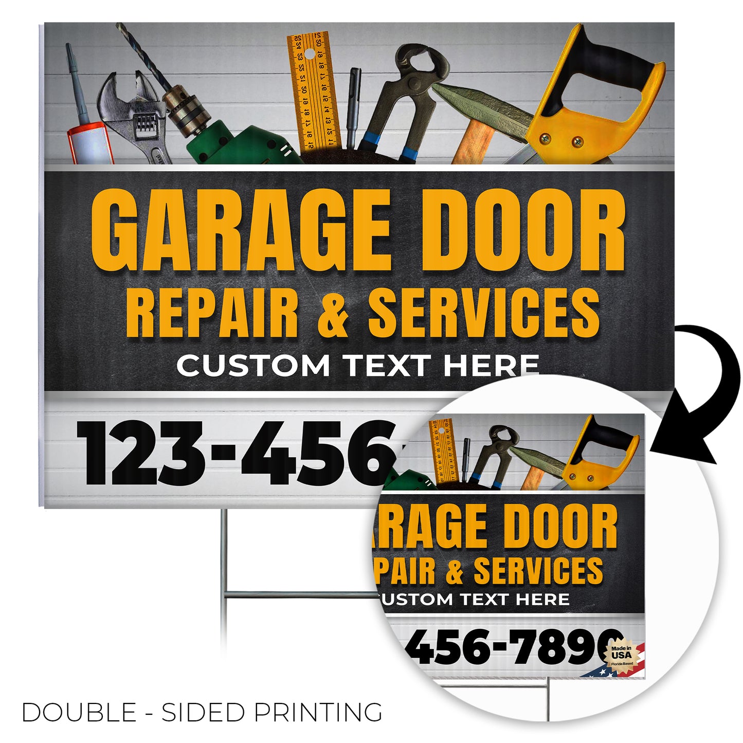 Garage Door Repair Yard Sign Design 4 -  BFS-GRGDR-24X18-DS-D4-BFS-GRGDR-24X18-SS-D4