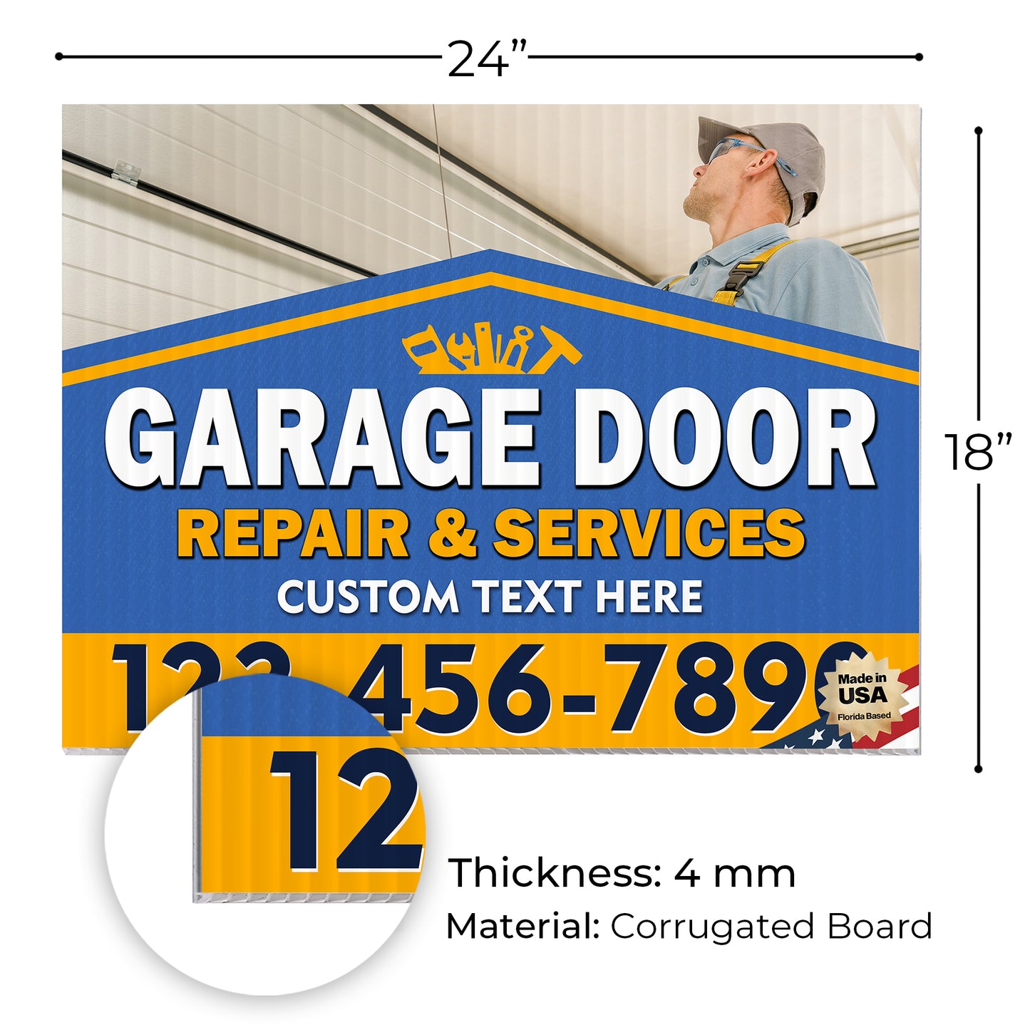 Garage Door Repair Yard Sign Design 5 -  BFS-GRGDR-24X18-DS-D5-BFS-GRGDR-24X18-SS-D5