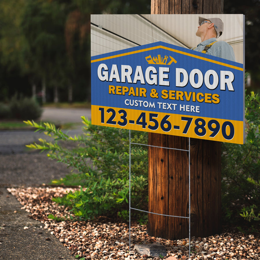 Garage Door Repair Yard Sign Design 5 -  BFS-GRGDR-24X18-DS-D5-BFS-GRGDR-24X18-SS-D5