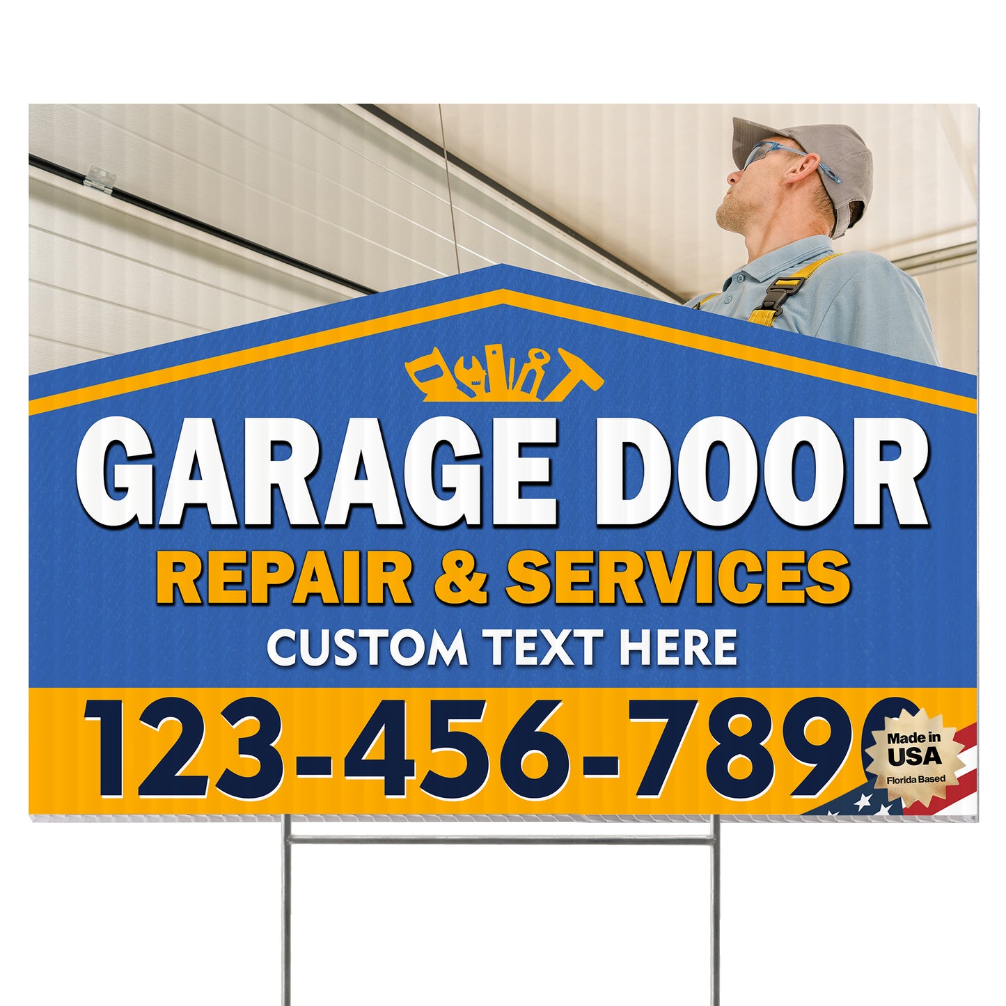 Garage Door Repair Yard Sign Design 5 -  BFS-GRGDR-24X18-DS-D5-BFS-GRGDR-24X18-SS-D5